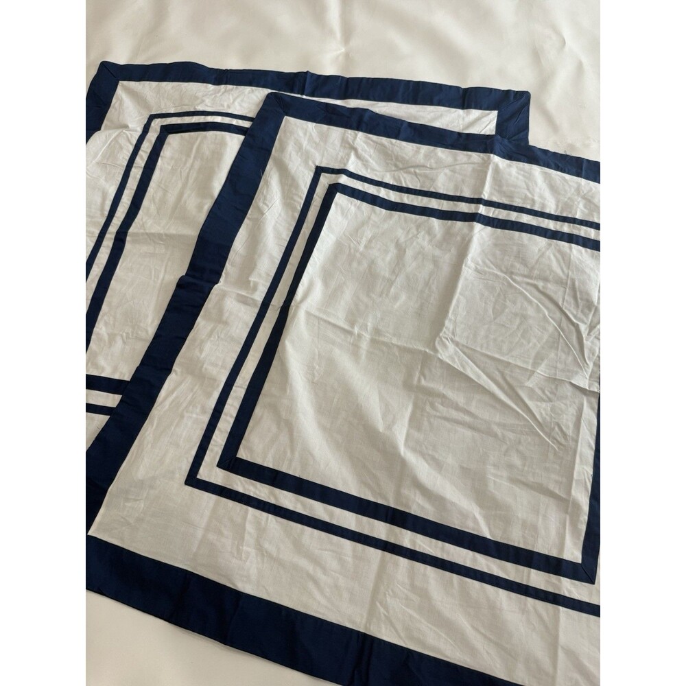Pottery Barn Teen Euro Sham Organic White Navy Blue Boarder Square 26x26